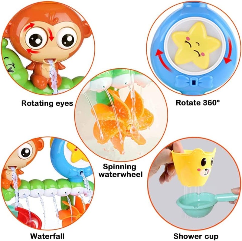 ST ZONE Baby Bath Toy for Toddlers 2-5 Years, Jungle Theme, Plastic Material, Spinning Gear & Googly Eyes, Bath Tub Toys for Kids - Image 4